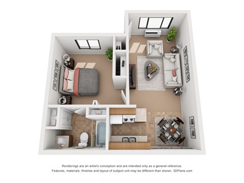 One bedroom floor plan 